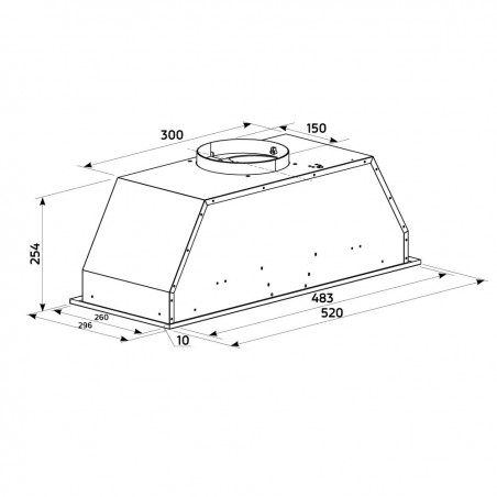 Orbegozo Inox 190W Dunstabzugshaube. LED-Beleuchtung. Einstellbare Leistung. Edelstahl. 52 x 29,6 x 25,4 cm.