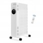 Radiatore ad olio con 9 elementi riscaldanti. Tre potenze di riscaldamento: 800W - 1200W - 2000W. Schermo LED con controllo touc