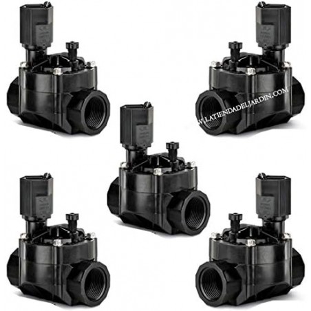 Pack 5 Electroválvulas de riego 1'' 24V 100HV Rain Bird, rosca hembra. Funciona con programadores eléctricos