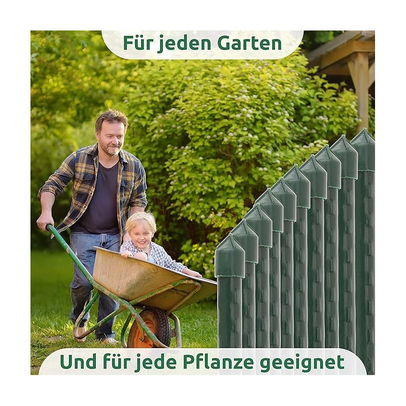 Lot De 10 Tuteurs En Bambou Plastifié - 12-14 Mm X 150 Cm - Pour Tomates, Plantes, Jardin Résistant Aux Intempéries