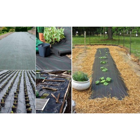 Filet anti-mauvaises herbes marron, 2 x 100 m, 130 g/m², géotextile respirant et perméable à l'eau. Protection contre les mauvai
