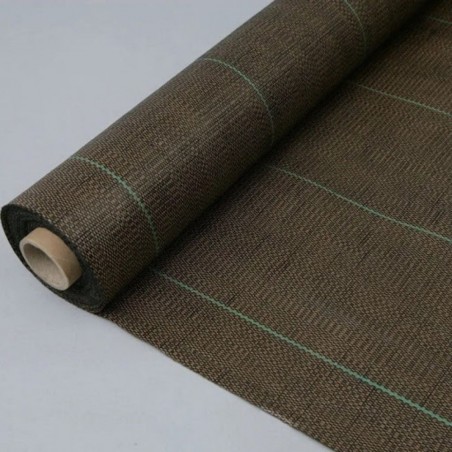 Brown weed control mesh, 2 x 100 m, 130 g/m2, breathable, water-permeable geotextile mesh. Weed protection.