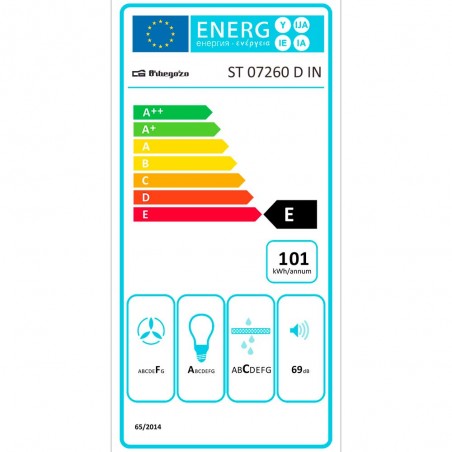 Exaustor Orbegozo Standard em aço inoxidável. 2 motores de 80 W. 3 níveis de potência. Largura: 60 cm.