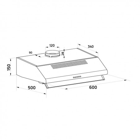 Orbegozo Standard-Dunstabzugshaube aus Edelstahl. 2 x 80-W-Motoren. 3 Leistungsstufen. Breite: 60 cm.