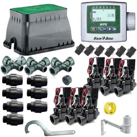Pacote de irrigação automática profissional Rain Bird 6-Zone 9V para tubo de 32 mm, automação de irrigação