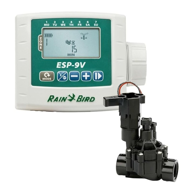 Programmateur d'irrigation automatique Rain Bird à piles WPX1 avec électrovanne 100DVF 9V 1'' Rain Bird