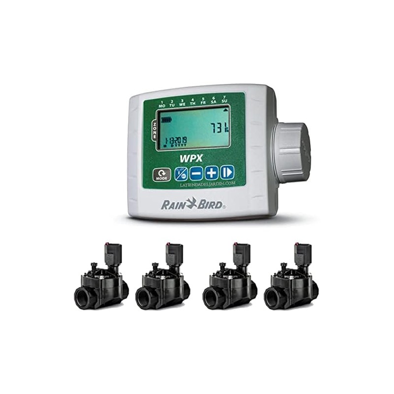 Programmateur d'irrigation autonome WPX4 + 4 Électrovannes d'arrosage100HV 9V 1''