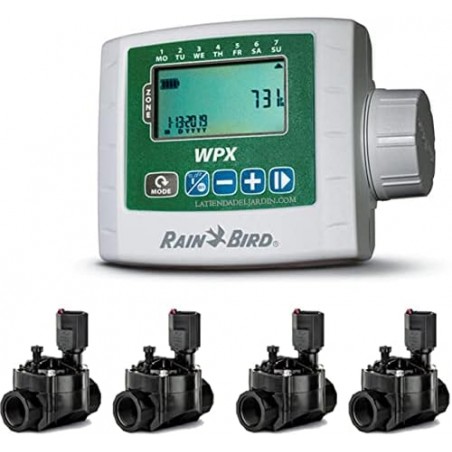 Kit Programador WPX4 + 4 Electroválvulas 100HV 9V 1" Rain Bird