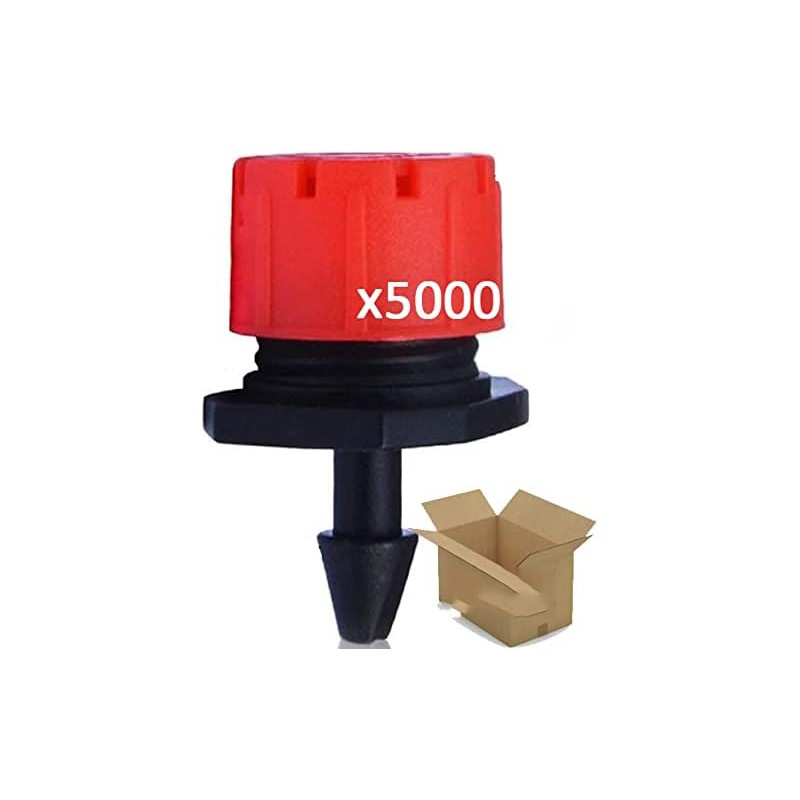 Pack 5000 Gotero Regulable para Riego de 0 a 70 Litros | Gotero Rojo Ajustable | Goteros para Riego por goteo