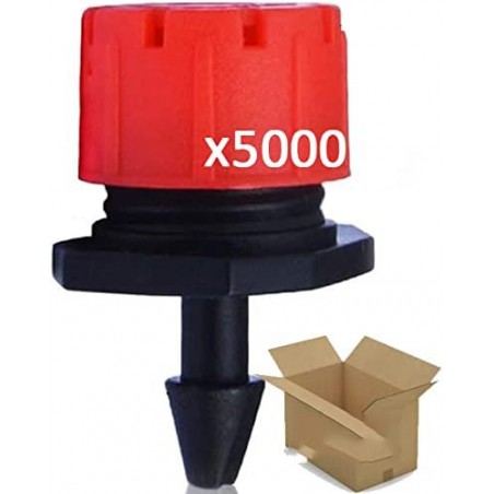 Pack 5000 Gotero Regulable para Riego de 0 a 70 Litros | Gotero Rojo Ajustable | Goteros para Riego por goteo