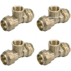 4 x Te hembra latón 20mm x 1/2" para tubería de polietileno