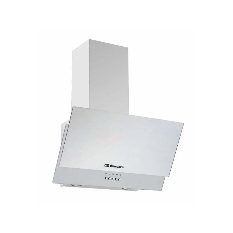 Campana decorativa in vetro bianco Orbegozo.  Classe energetica C. Motore 105 W. Larghezza: 70 cm.  Campana decorativa in vetro bianco Orbegozo.  Classe energetica C. Motore 105 W. Larghezza: 70 cm.