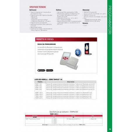 Programmatore a batteria Tempus DC Toro con 2 zone Bluetooth e LCD