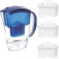 Carafe Filtrante purificateur d'eau de 2 litres + 3 cartouches filtre eau robinet. Réduit PFAS, calcaire, chlore, impuretés..