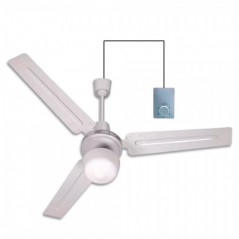 Ventilador de techo con luz 120 cm 60W, mando con cable