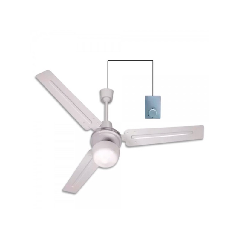 Ventilador de techo con luz 120 cm 60W, mando con cable