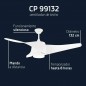 Orbegozo ceiling fan with LED light, 3 curved design blades, 3 speeds, 70 W, white.  Orbegozo ceiling fan with LED light, 3 curved design blades, 3 speeds, 70 W, white.