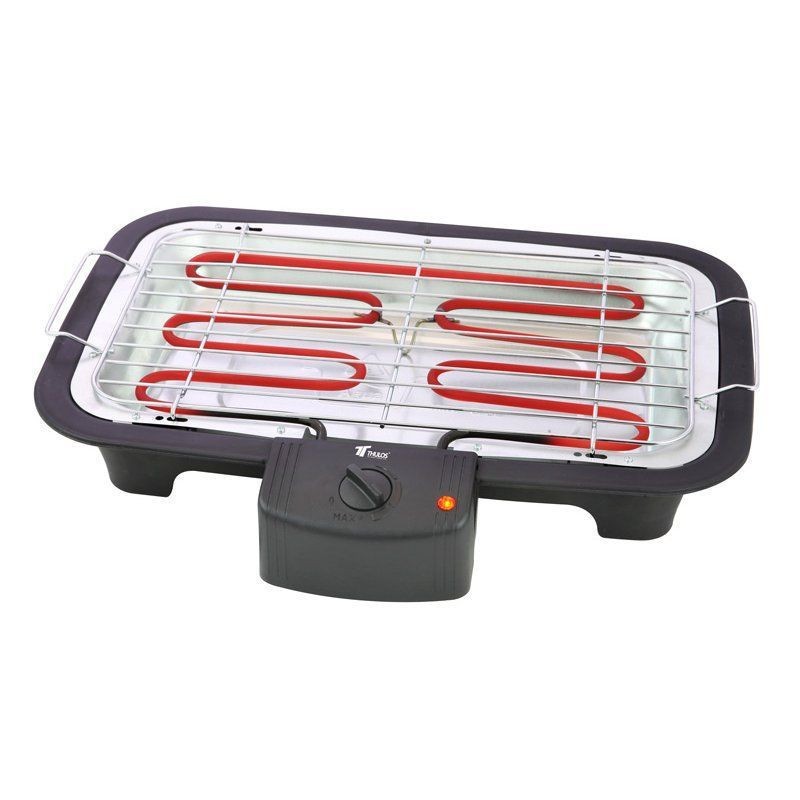 Barbacoa Eléctrica 37x21 cm 2000W con Termostato Regulable y Sistema de Protección de Seguridad