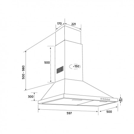 Decorative stainless steel extractor hood Orbegozo DS48160BIN