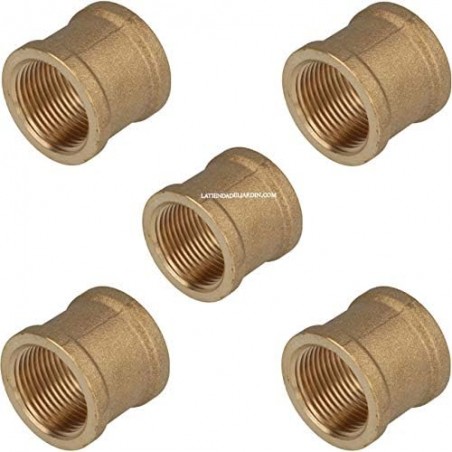 Pack 5 Manguito Latón 3/4'' hembra roscado | Accesorio laton Aenor | Manguito Hembra roscado latón 3/4''