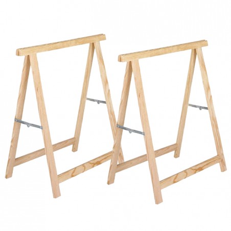 Pacote de 2 cavaletes dobráveis de madeira para carpintaria e bricolage 74x73,5 cm