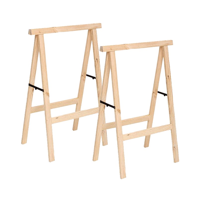 Confezione da 2 cavalletti pieghevoli in legno per lavorazione del legno e fai da te 100x73,5 cm | Cavalletto per montaggio assi