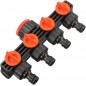 Distributeur 4 voies pour robinet de jardin – Raccordement 3/4'' et 1'' avec adaptateur de débit réglable Distributeur 4 voies pour robinet de jardin – Raccordement 3/4'' et 1'' avec adaptateur de débit réglable