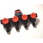 Distributeur 4 voies pour robinet de jardin – Raccordement 3/4'' et 1'' avec adaptateur de débit réglable Distributeur 4 voies pour robinet de jardin – Raccordement 3/4'' et 1'' avec adaptateur de débit réglable