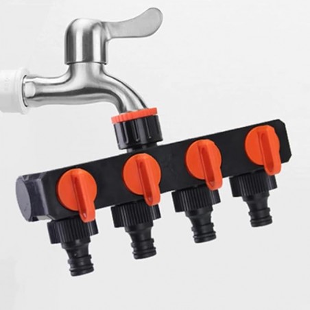 Distributore a 4 vie per rubinetto da giardino