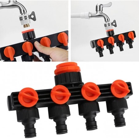 Distributore a 4 vie per rubinetto da giardino