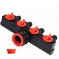Distributeur 4 voies pour robinet de jardin – Raccordement 3/4'' et 1'' avec adaptateur de débit réglable Distributeur 4 voies pour robinet de jardin – Raccordement 3/4'' et 1'' avec adaptateur de débit réglable