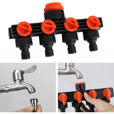 Distribuidor de 4 vias para torneira de jardim