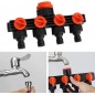 Distribuidor de torneira de jardim de 4 vias – conexão de 3/4" e 1" com adaptador de fluxo ajustável