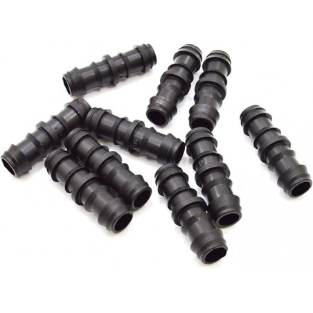 100 x Jonction goutte à goutte 16mm. Maillon de liaison pour tuyau d'irrigation de diamètre 16 mm, noir