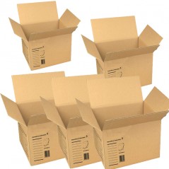 Lot de 5 cartons de déménagement, 39 x 30 x 30 cm | Robustes et polyvalents pour l'emballage et le stockage