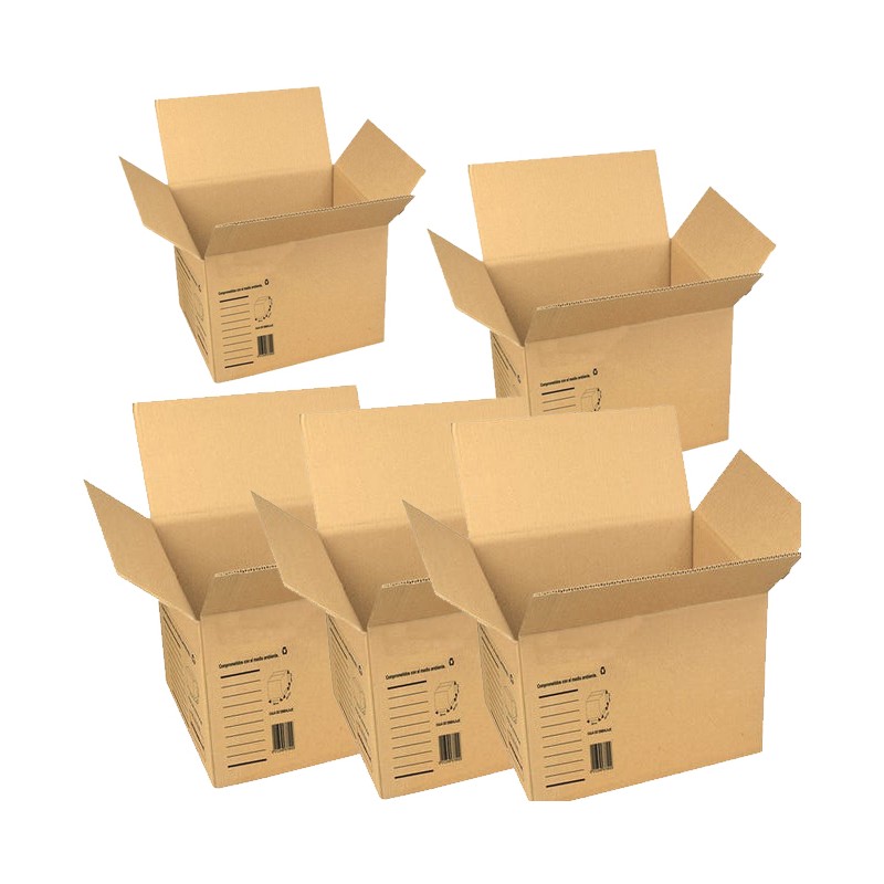 Lot de 5 cartons de déménagement, 39 x 30 x 30 cm | Robustes et polyvalents pour l'emballage et le stockage