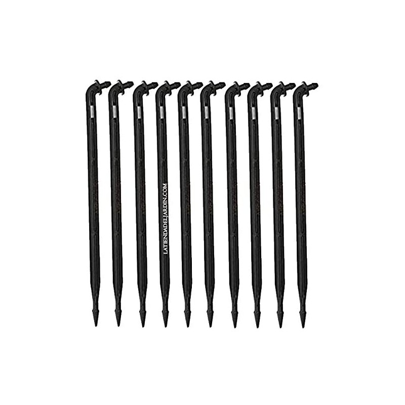 Pack 50 Estacas microtubo 45º Goteo 3-4 mm. Piqueta de riego Pica Gota, negro