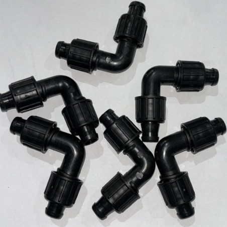 Pack of 50 Elbow Drip Irrigation Tape 16mm. Elbow sleeve to connect two irrigation tapes, black