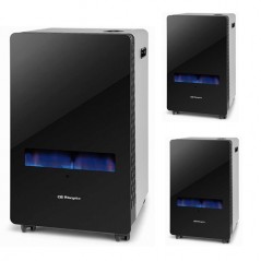 3 Stück Terrassen-Gasheizung. Schwarz lackiert. Maximale Leistung: 11000 W. Sofortige Wärme. Funktioniert mit Butan/Propan. Höh