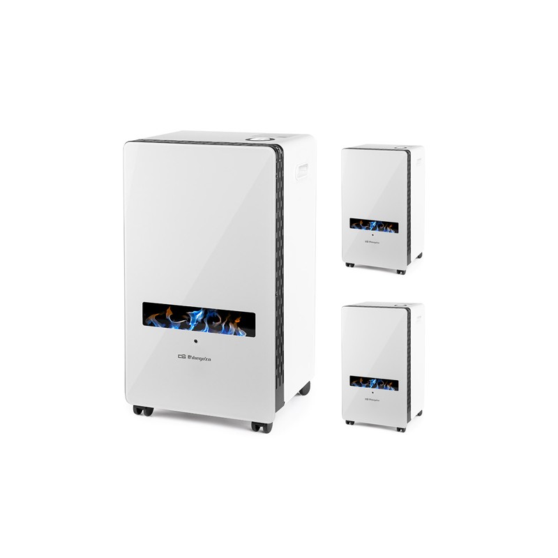 Lot de 3 Poêles à gaz avec technologie flamme bleue, Orbegozo HBF120, façade en verre trempé, adapté au gaz butane et/ou propane Lot de 3 Poêles à gaz avec technologie flamme bleue, Orbegozo HBF120, façade en verre trempé, adapté au gaz butane et/ou propane
