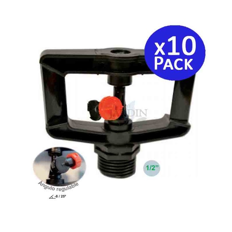 Pacote com 10 aspersores de irrigação de baixo fluxo 360º 1/2'', alcance de 7 a 7,5 m, para jardim e agricultura Pacote com 10 aspersores de irrigação de baixo fluxo 360º 1/2'', alcance de 7 a 7,5 m, para jardim e agricultura