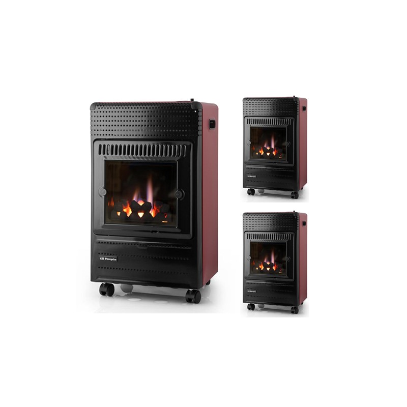 Pack 3 x Orbegozo Blue flame stove with imitation wood ceramic.  Maximum power 3,500 W. Energy class A.