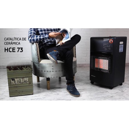 Fogão a gás cerâmico Orbegozo. Potência máxima: 4.200 W. Consumo máximo: 305 g/h. Classe energética: A.