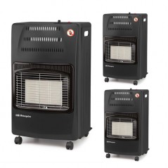 3 Stück Faltbarer Gasofen HCE60 - 4200 W. Energieeffizienzklasse A. Dreifaches Sicherheitssystem, 42 x 74 x 35 cm, schwarz.