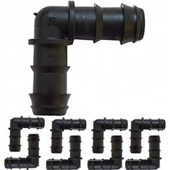 Lot de 20 coudes d'irrigation goutte à goutte 20 mm 90° Ø20x20 mm pour tuyau d'arrosage Ø20 mm/système de micro-irrigation goutt