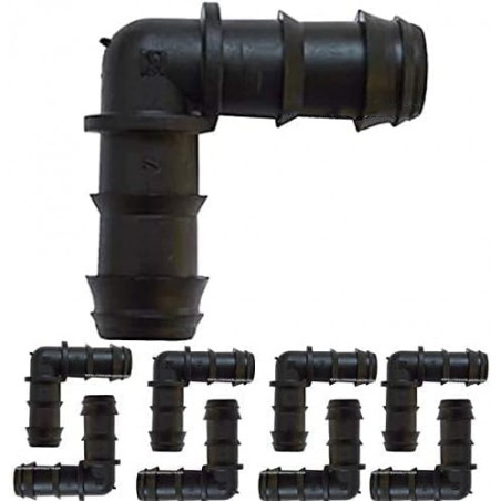 100 Stück Tropfbewässerungsbögen 20 mm 90º Ø20 x 20 mm für Ø20 mm Gartenschlauch/Mikrobewässerungs-Tropfsystem, schwarz