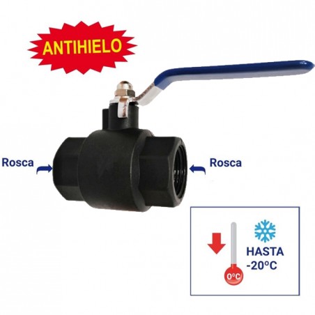 Valvola a sfera antigelo per idraulica 1/2" Polipropilene nero, maniglia in metallo