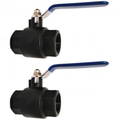 Pack of 2 1'' Anti-ice Plumbing Ball Valves, Black Polypropylene, Metal Handle