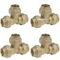 Pack 4 Te Latón 32mm para tuberia de polietileno 32 mm | Accesorio de laton con Certificado Aenor | Te de latón fontaneria