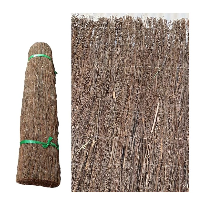 Brezo Ocultación Máxima 2x3 m | Cerramiento Natural 3 Capas de Brezo + Fibra de Coco | Valla de Ocultación 100% para Jardin